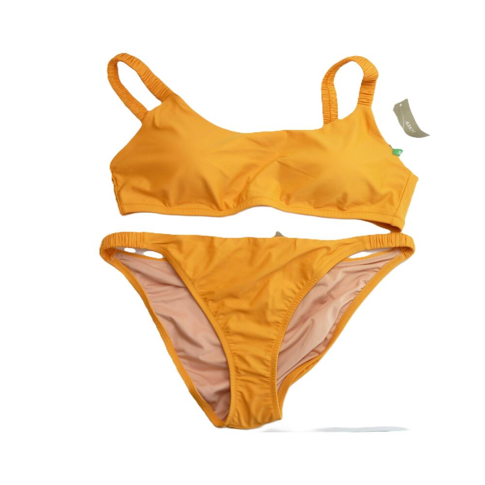 NWT J.Crew Bikini Swimsuit Marigold Orange Yellow XL Scrunchie Straps Two Piece